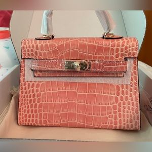 Lily and Bean Evie Crocodile Leather Bag Blush Pink